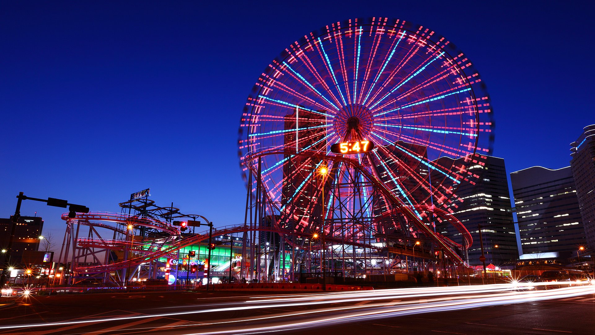Spending Evening Time on Ferris Wheel