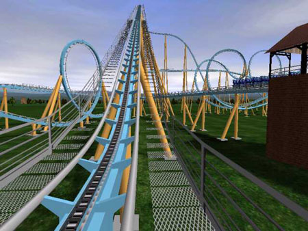 Roller Coaster Track In Amusement Park