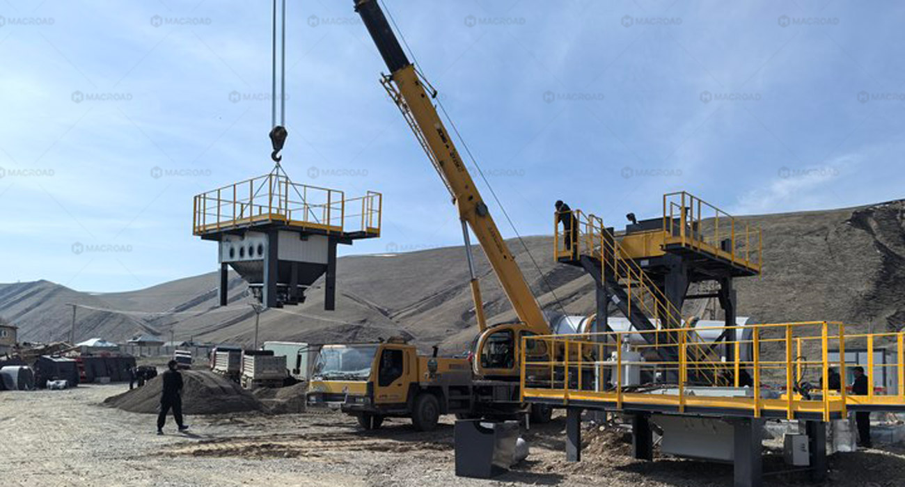 Stationary asphalt batch mixing plant